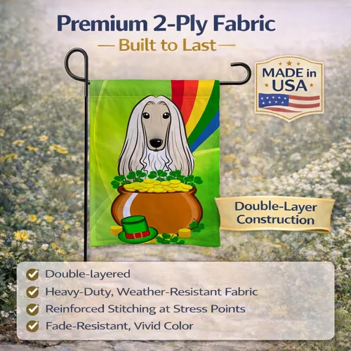Miniatura 5 de Caroline's Treasures BB1988GF - Bandera decorativa para el jardín del día de San Patricio, diseño de perro afgano para patio, jardín, jardín