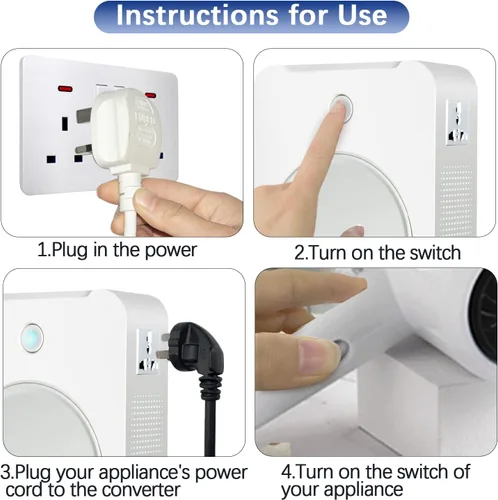 Miniatura 6 de MYOYAY Convertidor de voltaje elevador de 2000 W de 110 V a 220 V, transformador de potencia resistente con protección de disyuntores, convertidor