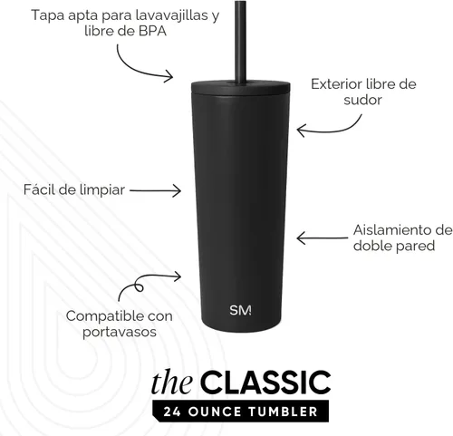 Miniatura 2 de Simple Modern - Vaso aislado con tapa y pajita Taza de café helado, botella de agua reutilizable de acero inoxidable, taza de viaje Regalos