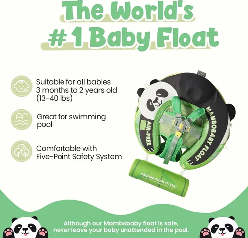 Miniatura 2 de Mambobaby Flotador no inflable para bebé con toldo, sistema de seguridad de cinco puntos, toldo 3D (desmontable) UPF 50+, flotadores de piscina