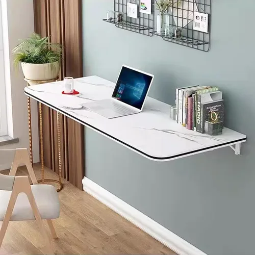 Miniatura 7 de Escritorio montado en la pared, mesa plegable para espacios pequeños, escritorio plegable para lavandería, oficina en casa, estación de trabajo