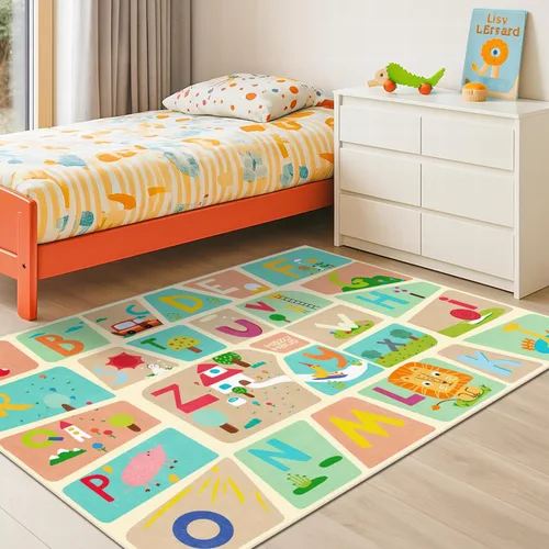 Alfombra preescolar del alfabeto de 3 x 5 para niños pequeños, alfombra de juego ABC suave para el aprendizaje del bebé, alfombra educativa para el