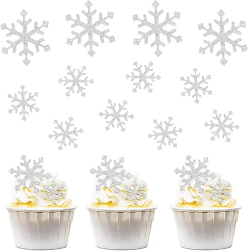 Miniatura 22 de Ercadio Paquete de 25 adornos para cupcakes de Papá Noel y elfo - Sombreros de Papá Noel con purpurina, sombreros de elfo, palillos para cupcakes