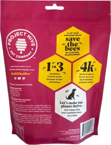 Miniatura 2 de Hive Bites - Golosinas de entrenamiento para perros, sabor a maní, pequeñas golosinas de recompensa hechas con cacahuetes molidos y miel