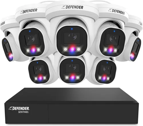 Miniatura 9 de Defender Sistema de cámara de seguridad Sentinel Pro Turret 8CH NVR PoE, 4 cámaras de torreta de metal, gran angular de 109°, clasificación IP66