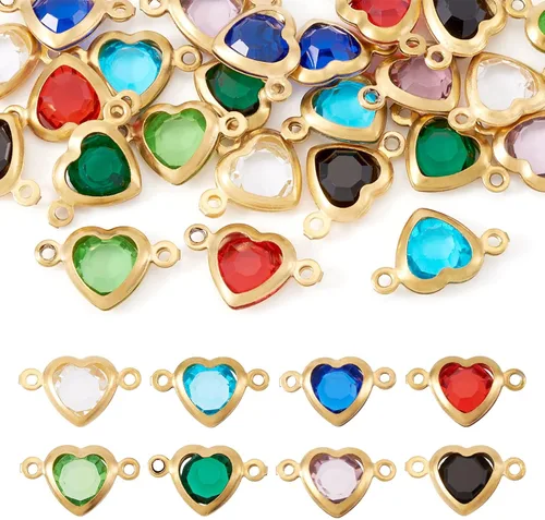 Miniatura 8 de Heart Connector Charms Faceted Crystal Love Heart Link Charms Valentines Linking Pendants with Double Loops for DIY Bracelet Necklace Jewelry Making