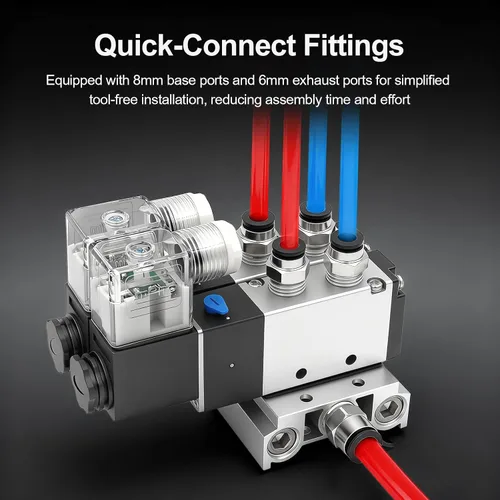 Miniatura 4 de Baomain 4V210-08 AC 220V 5/32" Quick Fitting 2 Posición 5 W Silenciador Base