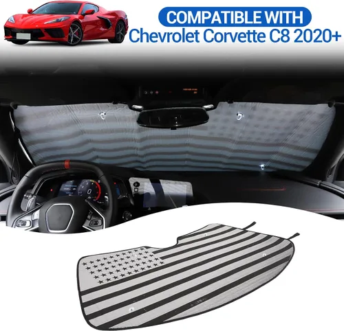 Miniatura 6 de Parasol para parabrisas compatible con Chevrolet Corvette C8 2020-2026, parasol plegable para ventana delantera, visera de protección solar