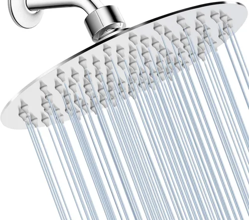 Miniatura 12 de Cabezal de ducha de lluvia negro mate redondo de 8 pulgadas, cabezal de ducha de alta presión de acero inoxidable, cabezal de ducha de lluvia