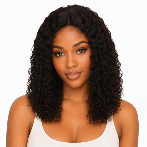 Miniatura 13 de Peluca de cabello humano con encaje frontal en T de 13 x 4 pulgadas, peluca de encaje HD rizado profundo sin pegamento, línea de cabello