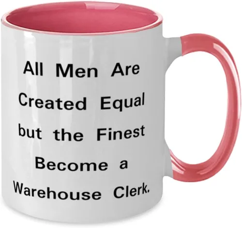 Miniatura 2 de Best Warehouse clerk Two Tone 11oz Mug, All Men Are Created Equal but, Gag Gifts for Coworkers from Coworkers, Birthday Gifts, Unique warehouse