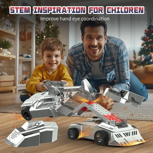 Miniatura 6 de Robots de batalla con control remoto, juguetes de lucha RC para 2 jugadores para niños, robots de lucha inalámbricos, juguetes STEM, juego gris