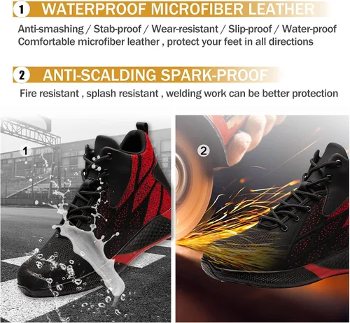 Miniatura 7 de ARCHINSERT Zapatos de punta de acero para hombres y mujeres, zapatos de seguridad indestructibles, resistentes al deslizamiento, puntera de acero