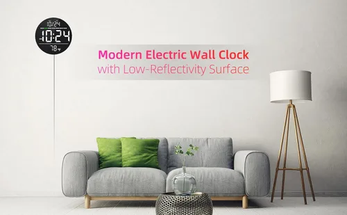 Miniatura 6 de Reloj de pared digital con gran pantalla LED, fecha, temperatura, brillo automático Pequeño reloj [ENCHUFE] Reloj de pared eléctrico moderno