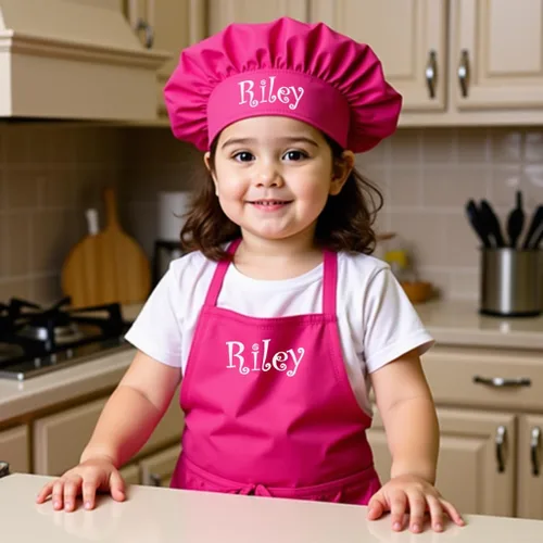 Miniatura 3 de Delantal bordado personalizado y sombrero de chef para niños y niñas, regalo divertido en la cocina (añade un juego de nombre, largo con sombrero)