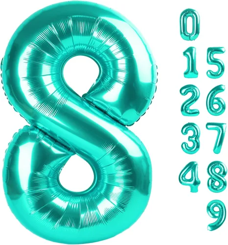 Miniatura 443 de Globos de números de 5 globos de 40 pulgadas, decoraciones de cumpleaños azules para niños y niñas, globos de números azul marino grandes