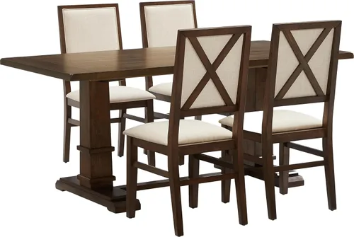 Miniatura 5 de Crosley Furniture Joanna - Juego de mesa de comedor moderna de 9 piezas para 8 personas con sillas tapizadas, roble oscuro/crema