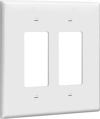 Miniatura 9 de ENERLITES - Cubierta decorativa de interruptor doble, placa de pared de dos salidas, 2 bandas de gran tamaño, 5.50 x 5.50 pulgadas, termoplástico