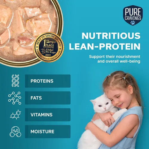 Miniatura 3 de Pure Cravings Comida húmeda para gatos enlatada, filetes de salmón en salsa, 100% probados para mercurio, alimento húmedo para gatos, sin granos