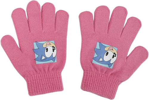 Miniatura 3 de Sonic The Hedgehog - Conjunto de gorro y guantes con puños para jóvenes color rosa y blanco, Multi colorido