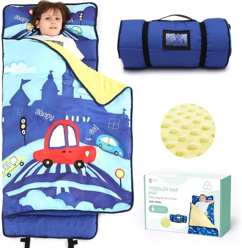 Miniatura 14 de ACRABROS Toddler Nap Mat with Pillow and Blanket, Large Rolled Napping Mats,Slumber Bags for Boys Girls,Kids Sleeping Bag for Daycare, Preschool