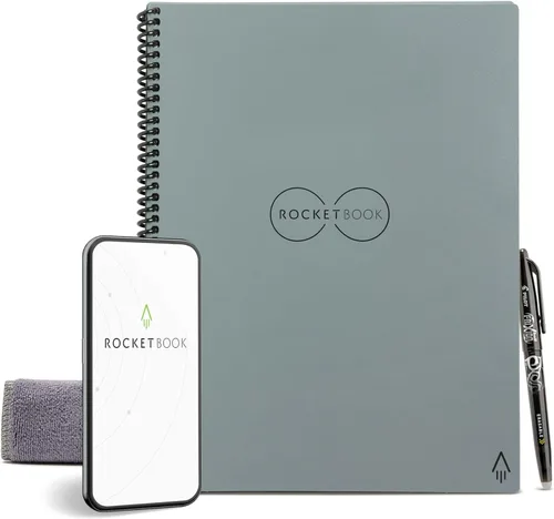 Miniatura 24 de Rocketbook Core - Cuaderno de espiral reutilizable, tamaño carta de 8.5 x 11 pulgadas, color azul marino, páginas punteadas, conectadas a
