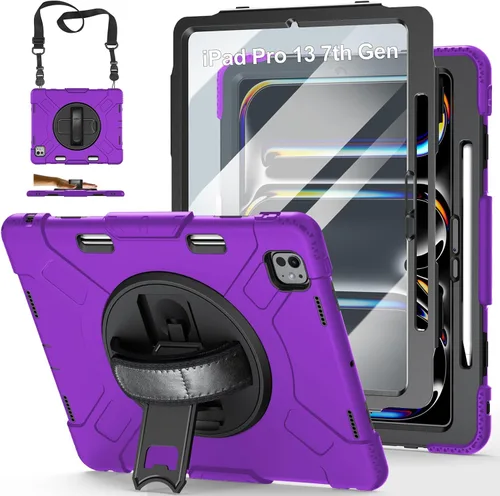 Miniatura 22 de Funda para iPad Pro 11 M5 2025/M4 2024: Funda protectora para iPad Pro de 11 pulgadas 5ª generación con protector de pantalla, soporte, asa y correa