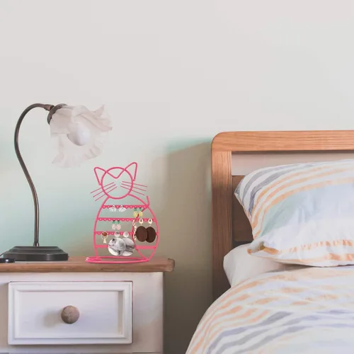 Miniatura 3 de Urban Deco Soporte Organizador de Joyas en Forma de Gato - Soporte para Aretes con 48 Agujeros para Pernos, Organizador de Tocador de Metal