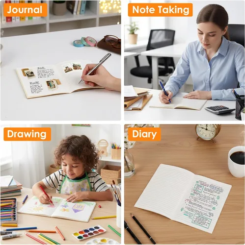 Miniatura 6 de LABUK 5 cuadernos de composición A5, cuadernos forrados de papel kraft a granel, 5 colores y 60 páginas para diario, escritura, escuela, oficina