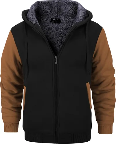 Miniatura 6 de GEEK LIGHTING Sudadera con capucha y cremallera para hombre, forro polar, chaqueta gruesa con capucha para invierno, cálida sudadera atlética