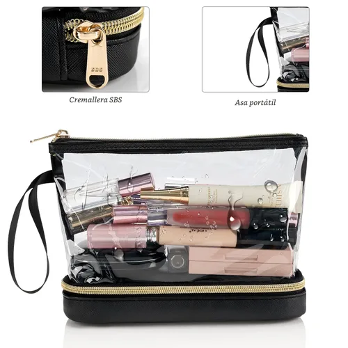 Miniatura 5 de Ethereal Bolsa de maquillaje de viaje, bolsa de cosméticos transparente, organizador de maquillaje, bolsa de aseo aprobada por la TSA, bolsa