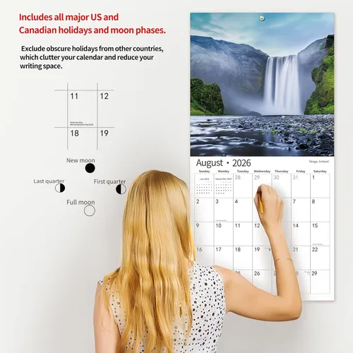 Miniatura 5 de Calendario de pared 2026, Calendario 2026, noviembre de 2025 - diciembre de 2026, calendario de pared cascada, 12 x 24 pulgadas abierto, papel