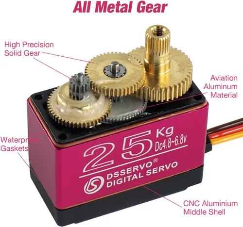 Miniatura 3 de Hosyond DS3225 55.1 lbs RC Servo de alto par de torsión completo engranajes de metal impermeable servo digital compatible con 1/8, 1/10 RC
