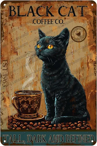 Miniatura 11 de Cartel de café con texto en inglés «Because Murder Is Wrong», póster metálico de 16 x 12 pulgadas CAFÉ CAT 3