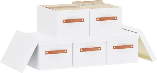 Miniatura 20 de Contenedor de almacenamiento plegable, caja de almacenamiento de 10.2 x 7.8 x 6.7 pulgadas con tapa, organizador de armario para organizar con asas