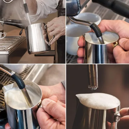 Miniatura 5 de Jarra de espuma de leche de 20 onzas de acero inoxidable - Jarra de crema para vaporizar espresso y café capuchino - Jarra de espuma de leche