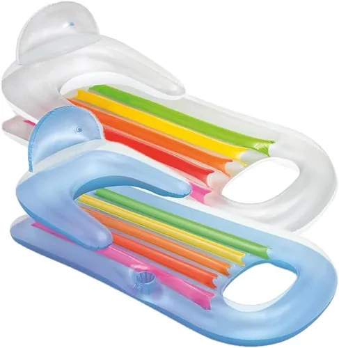 Intex King Kool - Juego de regalo inflable azul y plateado nacarado, paquete de 2, 63 x 33.5 pulgadas