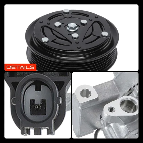 Miniatura 9 de A-Premium Compresor de aire acondicionado con embrague compatible con Honda Fit 2015 2016 2017 2018, con compresor 10SA11E, con polea de 6 ranuras