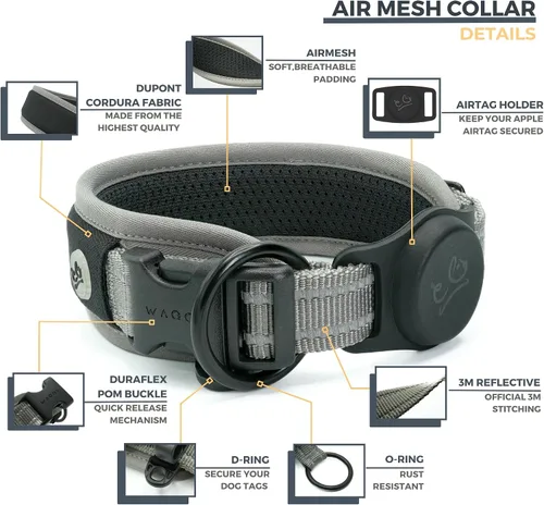 Miniatura 3 de Aitag - Collar para perro de alta calidad, soporte para collar de perro, acolchado de malla de aire reflectante, collar de perro de liberación