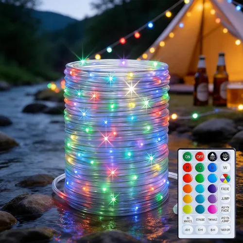 Miniatura 10 de Tira de luces de 132 pies para exteriores impermeables, 400 LED que cambian de color, luces de cuerda enchufables con control remoto, para Pascua