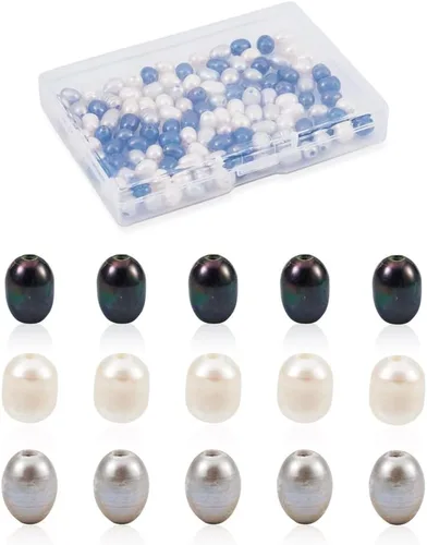 Beadthoven - 120 cuentas ovaladas naturales de agua dulce de 0.069 a 0.394 pulgadas (0.071 in) con agujero grande grande en forma de arroz para