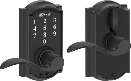 Miniatura 20 de Schlage - Cerradura táctil Camelot con picaporte Accent, cerradura de entrada electrónica sin llave (bronce envejecido, FE695 CAM 716 ACC)
