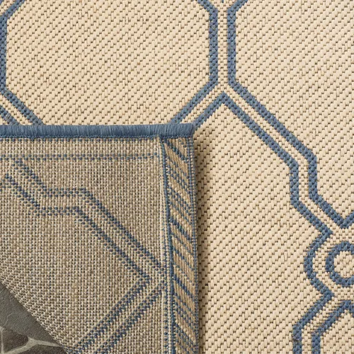 Miniatura 5 de SAFAVIEH Alfombra lavable para exteriores Linden Collection - 8 x 10 pies, crema y azul, no desprende pelusa y fácil de limpiar, ideal para patio
