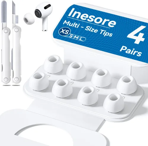 Miniatura 25 de 4 pares de almohadillas transparentes de repuesto para AirPods Pro de 2ª/1ª generación con caja de almacenamiento portátil y bolígrafo limpiador
