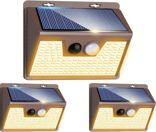 Miniatura 25 de Peasur Luces Solares para Exteriores con Sensor de Movimiento, 140 LED Luz Solar Alimentada por Energía Solar para Cerca Impermeable, 3 Modos