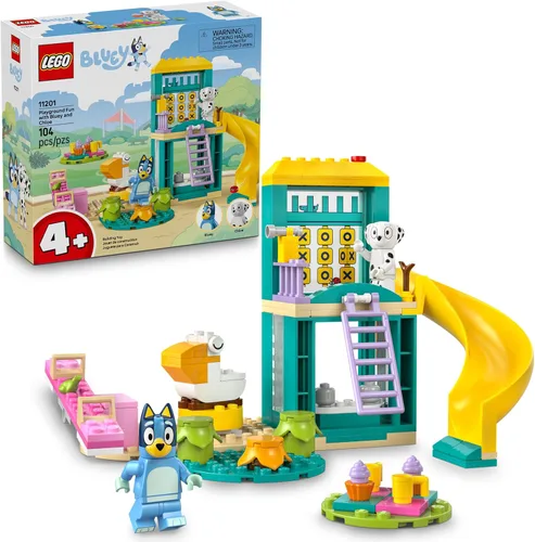 LEGO Bluey Patio de Juego Divertido con Bluey y Chloe Bloques de Construcción Sensorial - Juguetes de Juego de Rol y Aprendizaje en Preescolar para