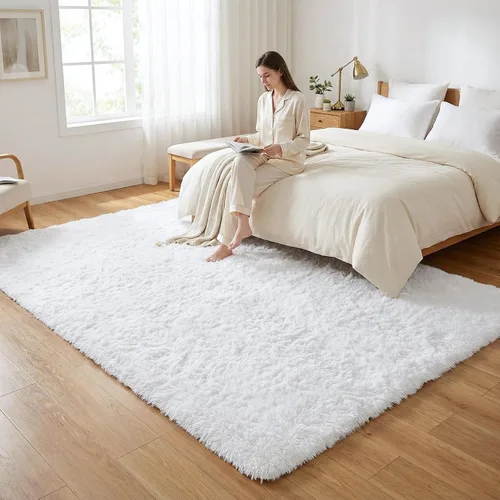Miniatura 5 de Merelax Alfombra mullida de área lanuda color azul bebé, 2 x 3 pies, alfombras pequeñas para dormitorio, mini alfombra de felpa difusa para niños