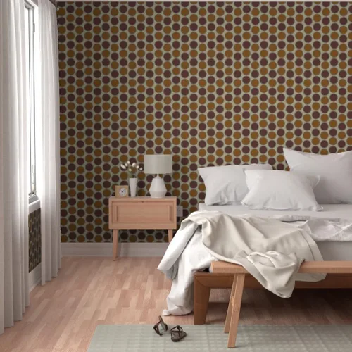 Miniatura 5 de Removable Wallpaper Swatch - Mod Circles Brown Dot Custom Pre-Pasted Wallpaper by Spoonflower