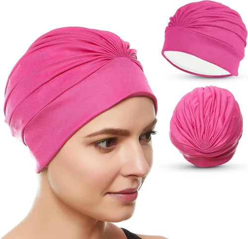Miniatura 24 de BEEMO Gorros de natación para mujer, turbante de natación, de poliéster, con forro de látex, plisado para mujer Púrpura