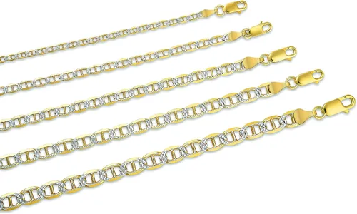 Miniatura 2 de PORI JEWELERS Cadena de oro de 18 quilates sobre plata de ley 925 maciza con corte de diamante de dos tonos, 0.098 in, 0.138 in, 0.177 in, 0.217 in